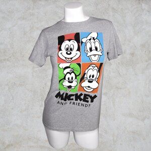 Disney Mickey and Friends Heather Gray Colorblock Grid Graphic Tee